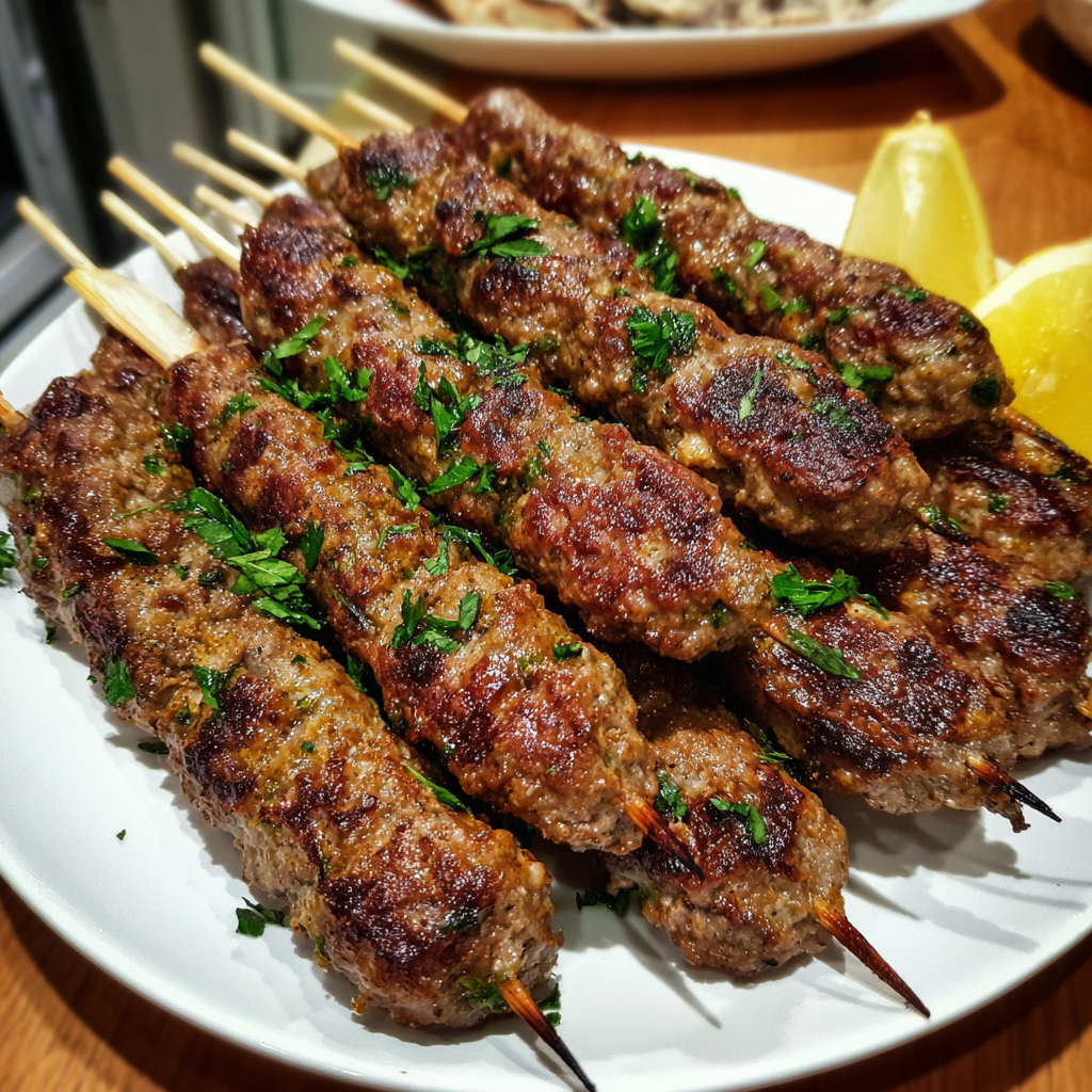 Hackfleischwürstchen am Spieß