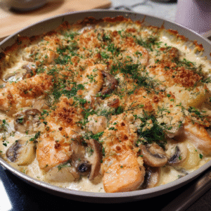 Champignon-Fisch-Auflauf