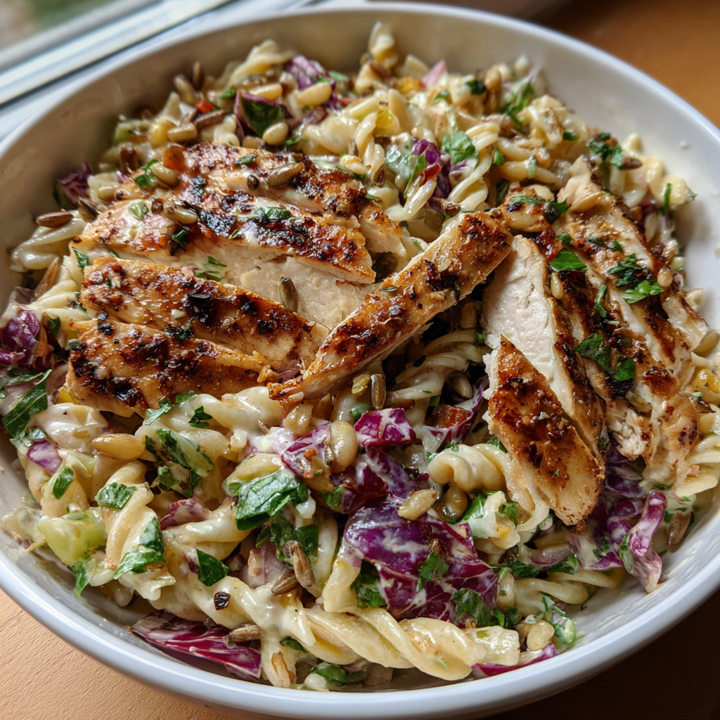 Nudelsalat mit Hähnchen