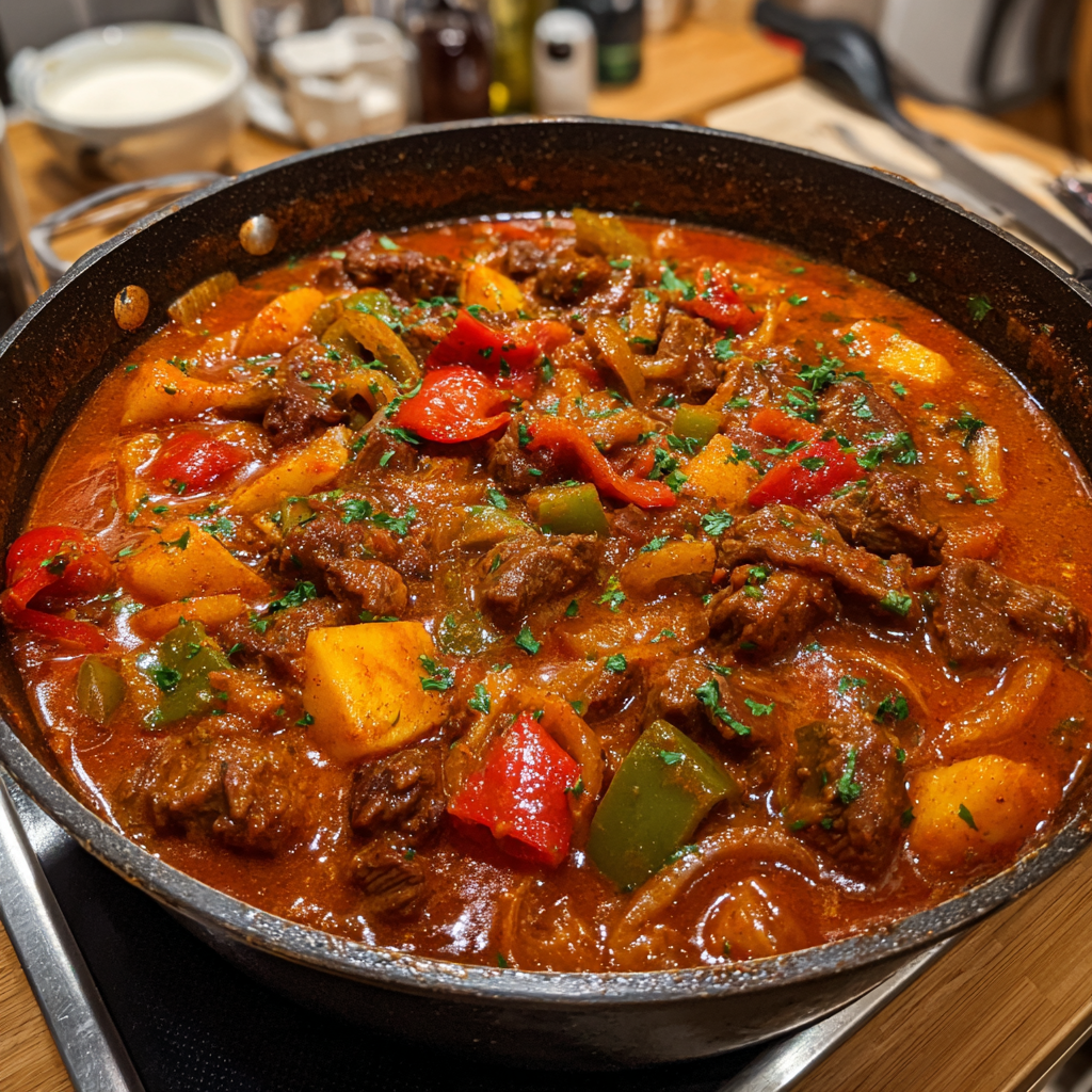 Rinderpörkölt mit Paprika