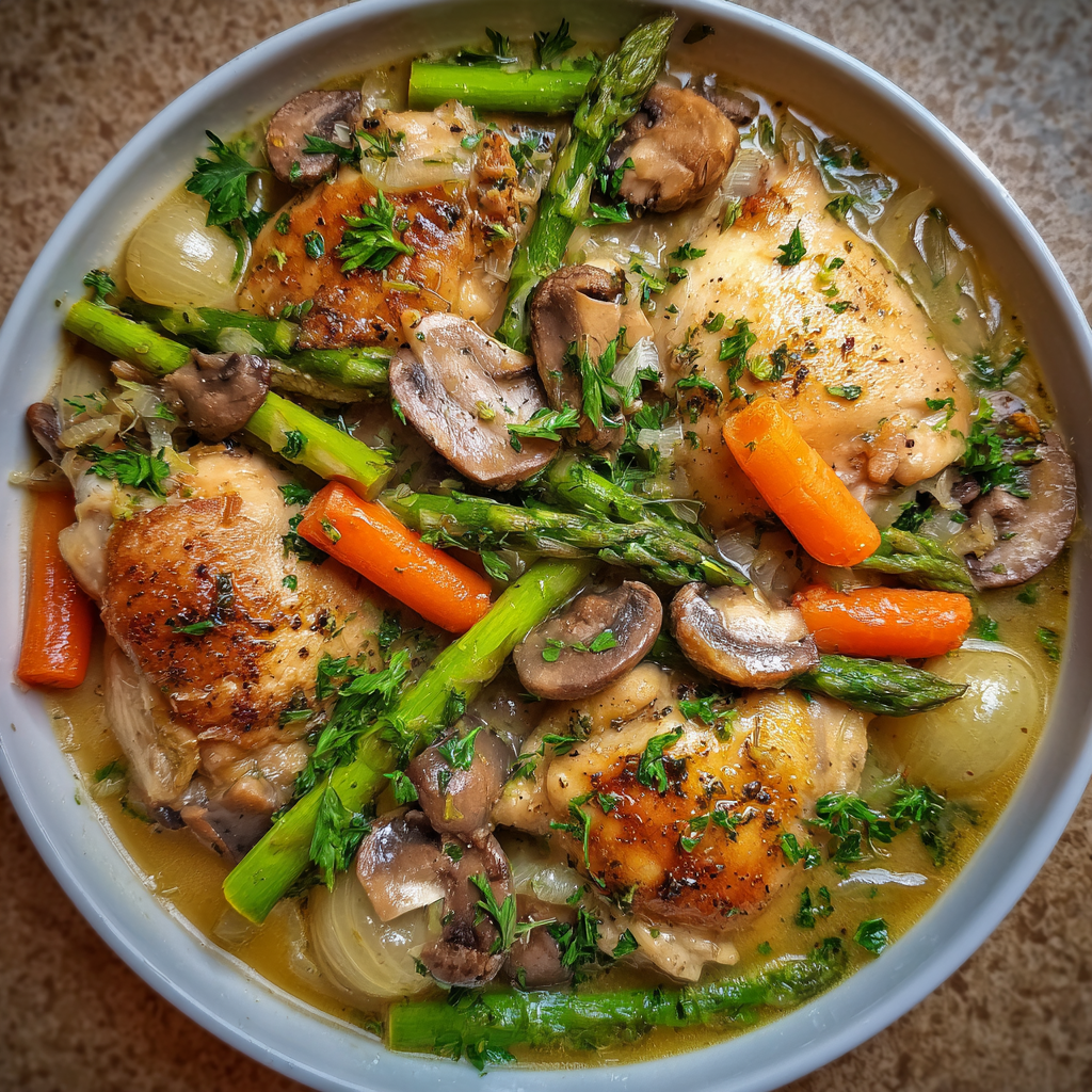 Hühnerfrikassee mit Spargel & Champignons