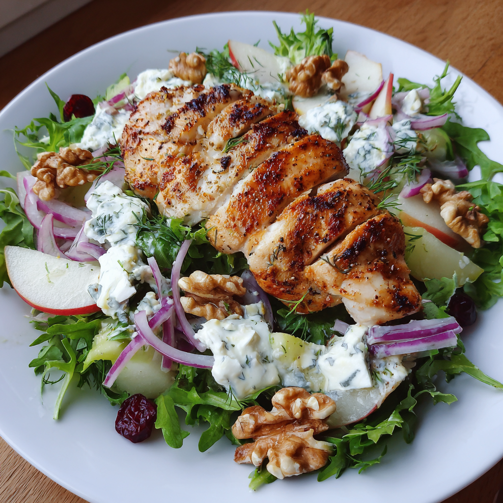 Hähnchensalat mit Ziegenfrischkäsedressing