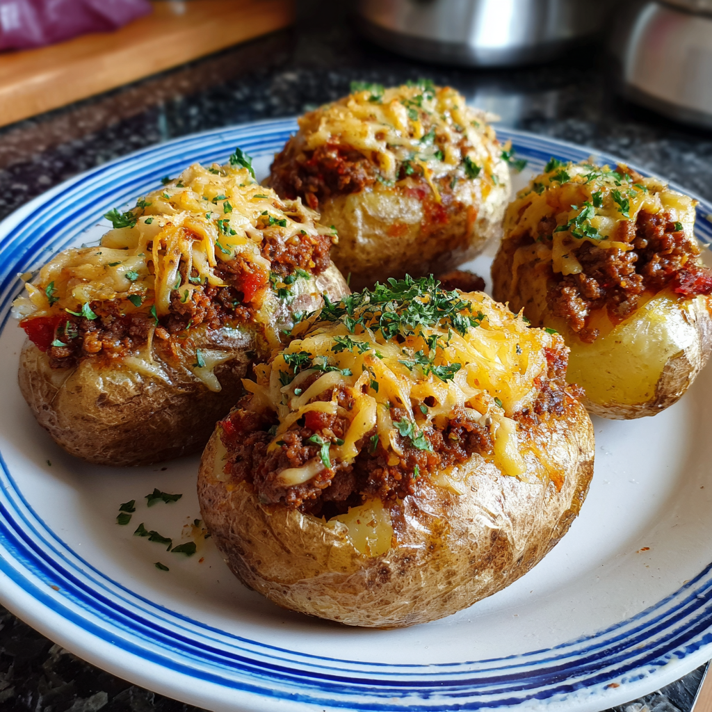 Gefüllte Kartoffeln mit Hackfleisch