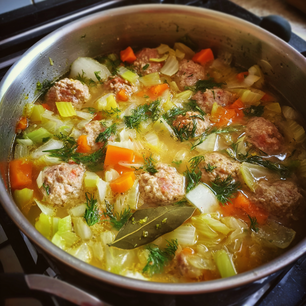 Hackfleischsuppe mit Lauch