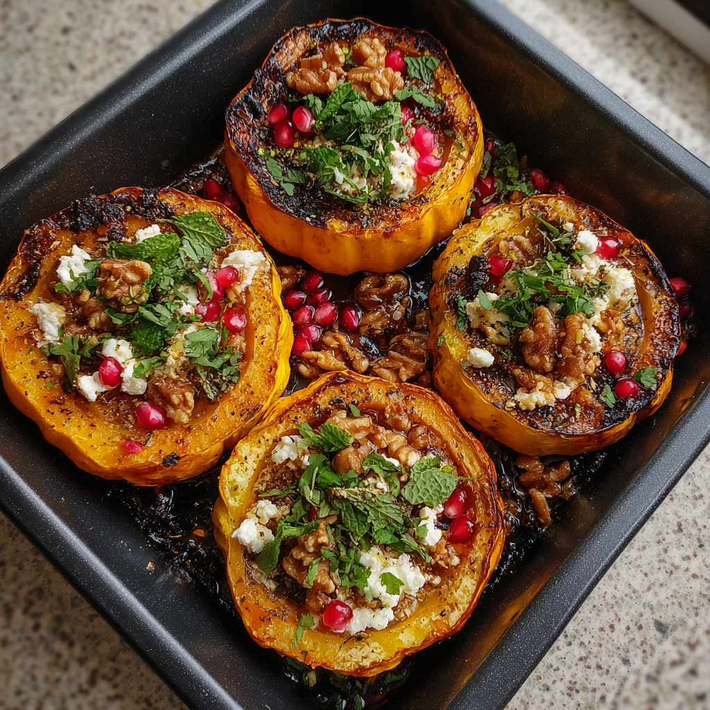 Kürbis-Gruft mit Feta & Granatapfel