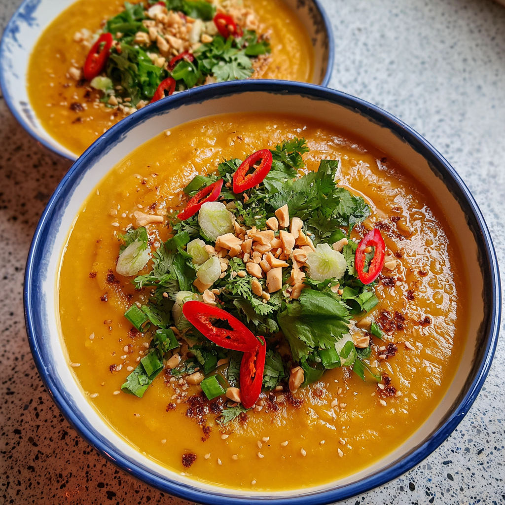 Asiatische Möhren-Kartoffel-Suppe mit Kokos und Ingwer