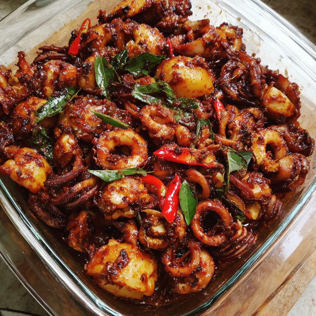 Balinesischer Chili-Tintenfisch (Cumi Saus Tiram / Cumi Pedas)