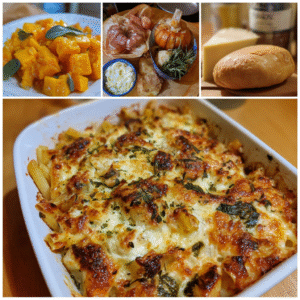 Gebackene Pasta mit geröstetem Butternusskürbis und Salbei