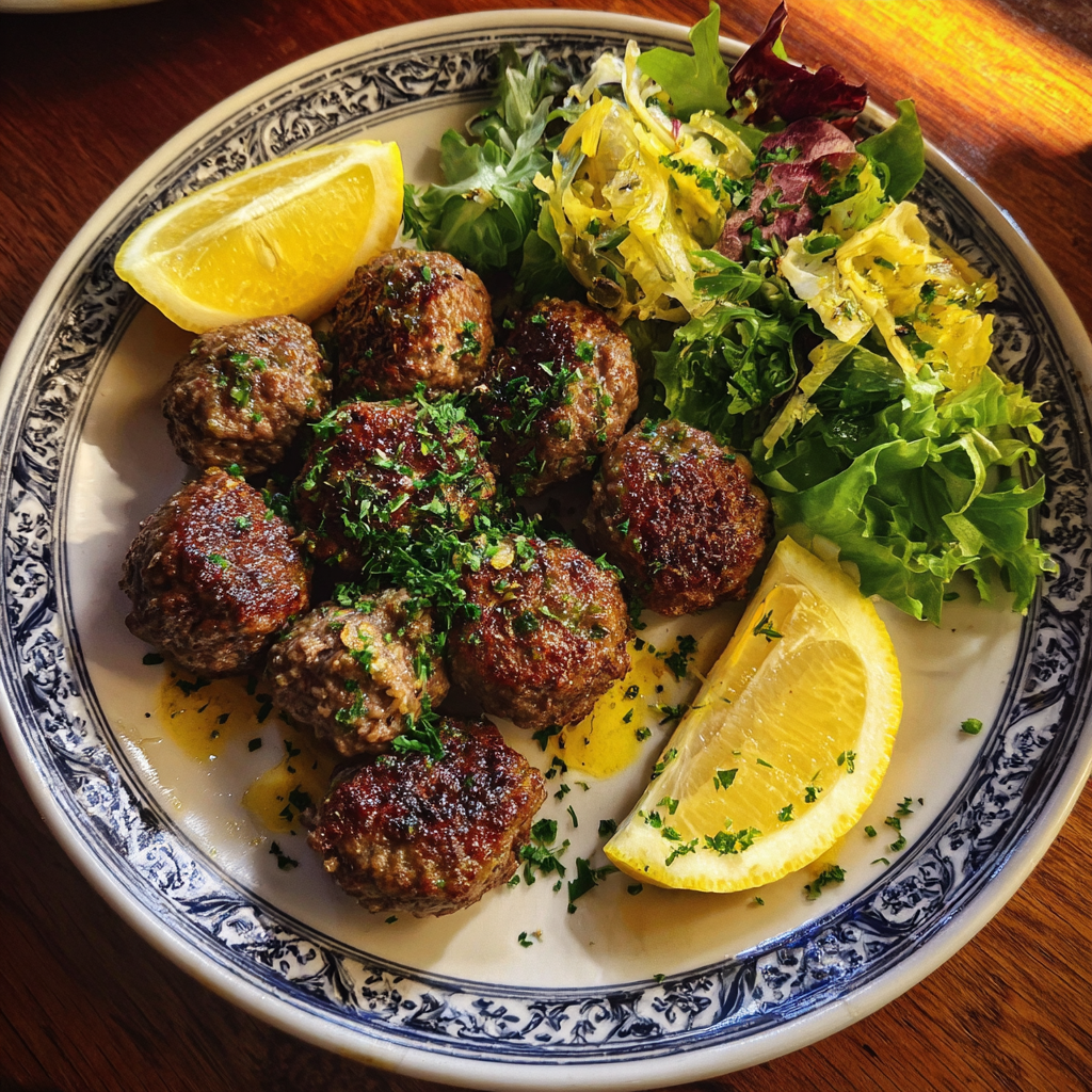 Fleischpflanzerl mit Zitrone und Anchovis