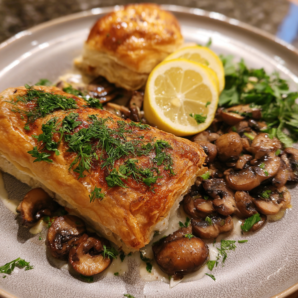 Fischfilet-Duxelles im Blätterteig