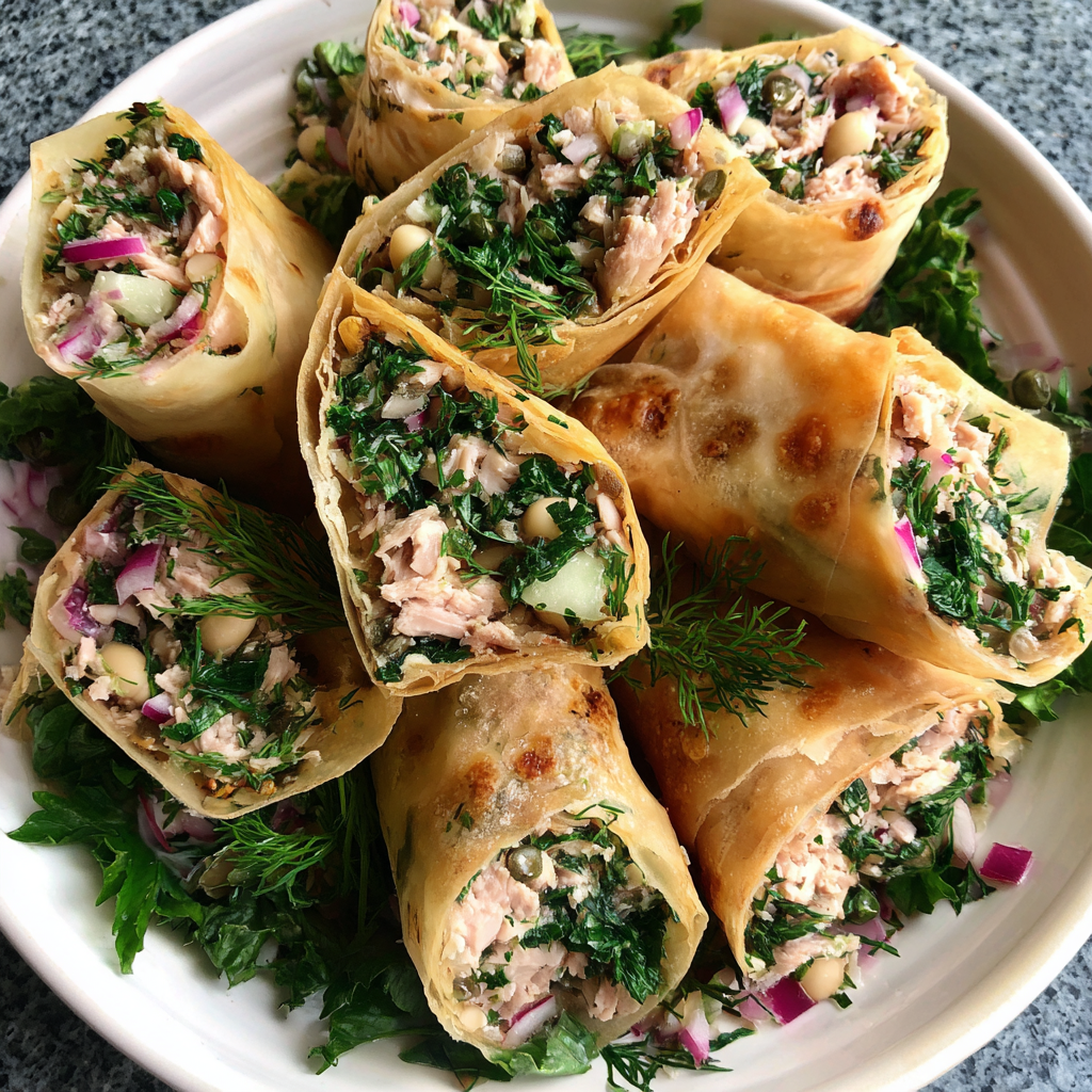 Frühlingsrollen mit Thunfisch und Bohnen –