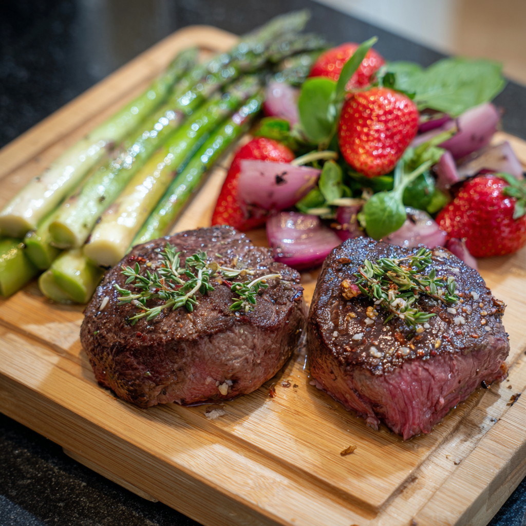 Rinderfilet mit Spargel-Erdbeer-Salat