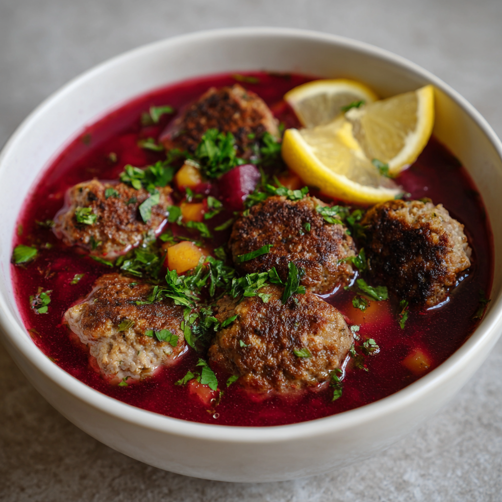 Rübensuppe mit Köfte