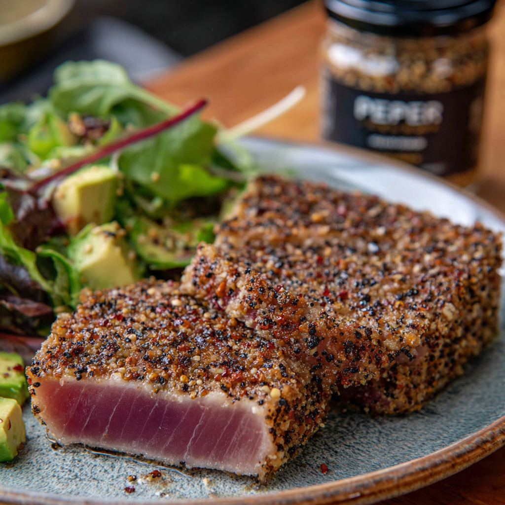 Thunfisch steak im Pfeffermantel