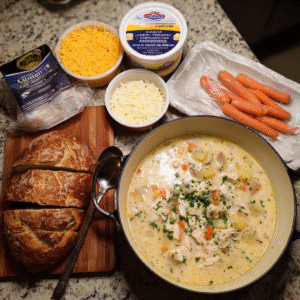 Cremige Hähnchen-Käse-Suppe