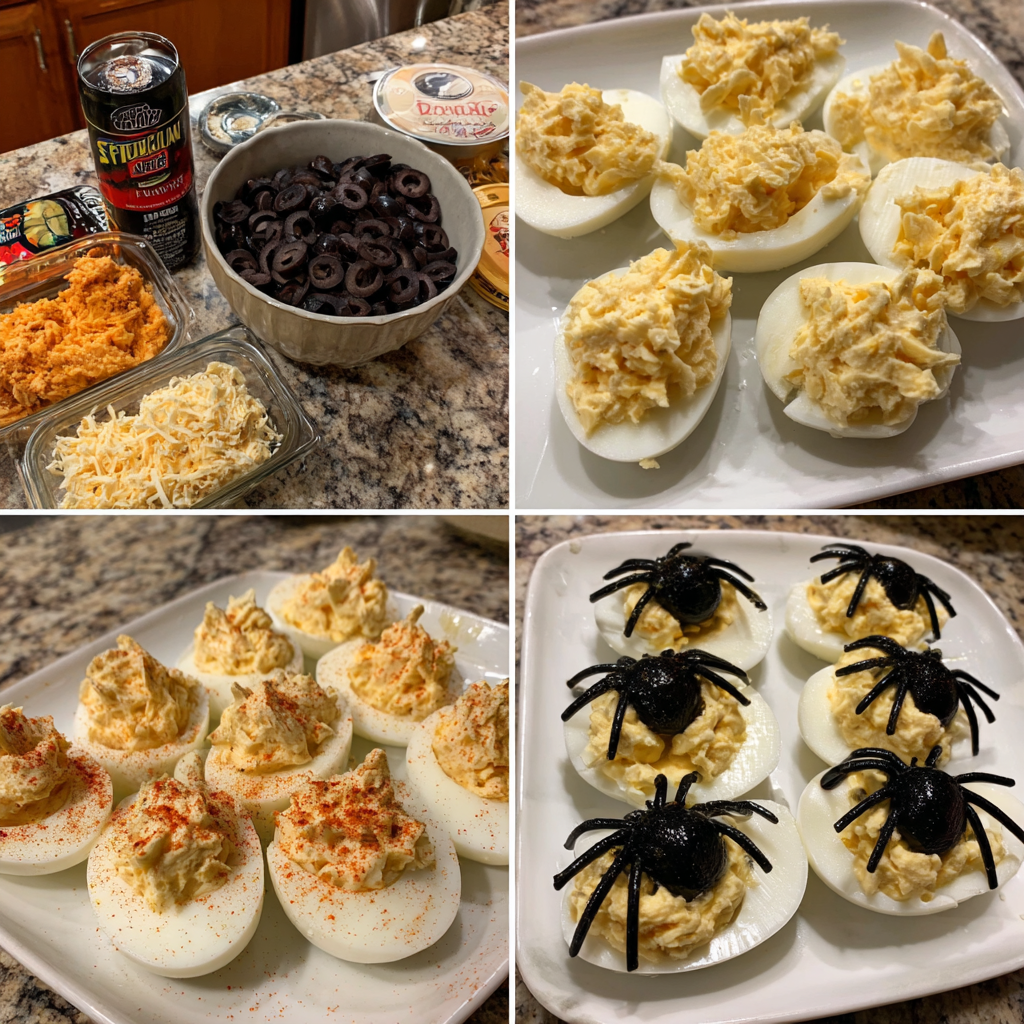 Gefüllte Eier mit Spinnen