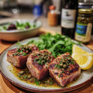 Gegrillter Thunfisch mit Kapern-Vinaigrette "à la Christian Henze"
