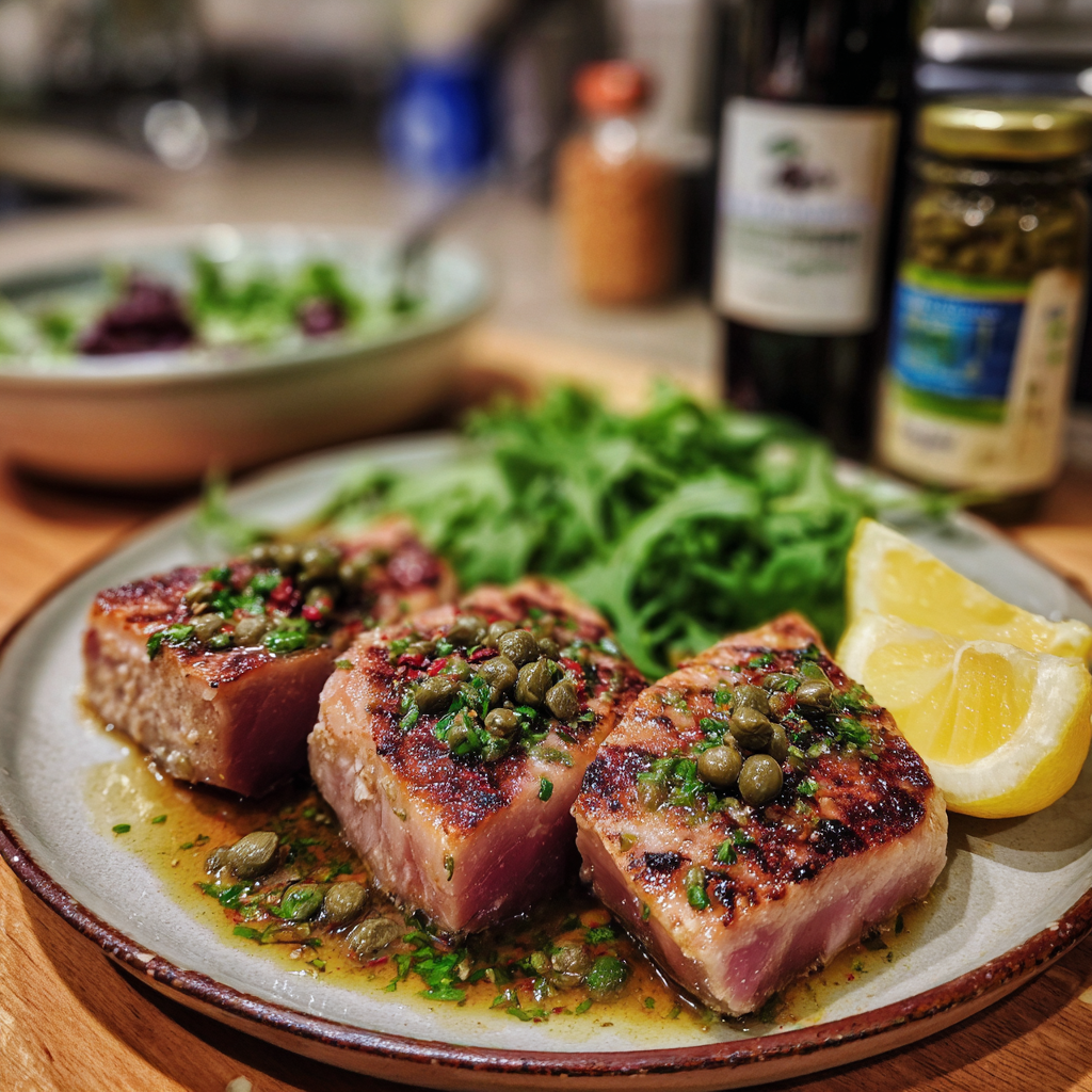 Gegrillter Thunfisch mit Kapern-Vinaigrette "à la Christian Henze"