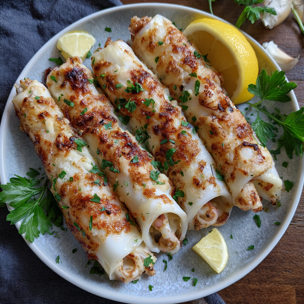 Calamari Ripieni – Gefüllte Tintenfischtuben mit Parmesan