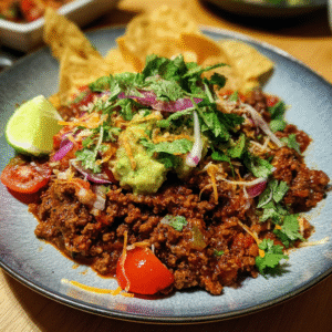 Deftige Guacamole mit scharfem Hackfleisch („Guacamole con Carne“)
