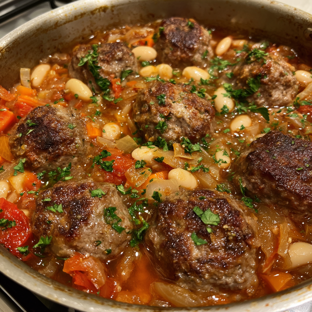 Rustikale Hackfleischsauce mit weißen Bohnen