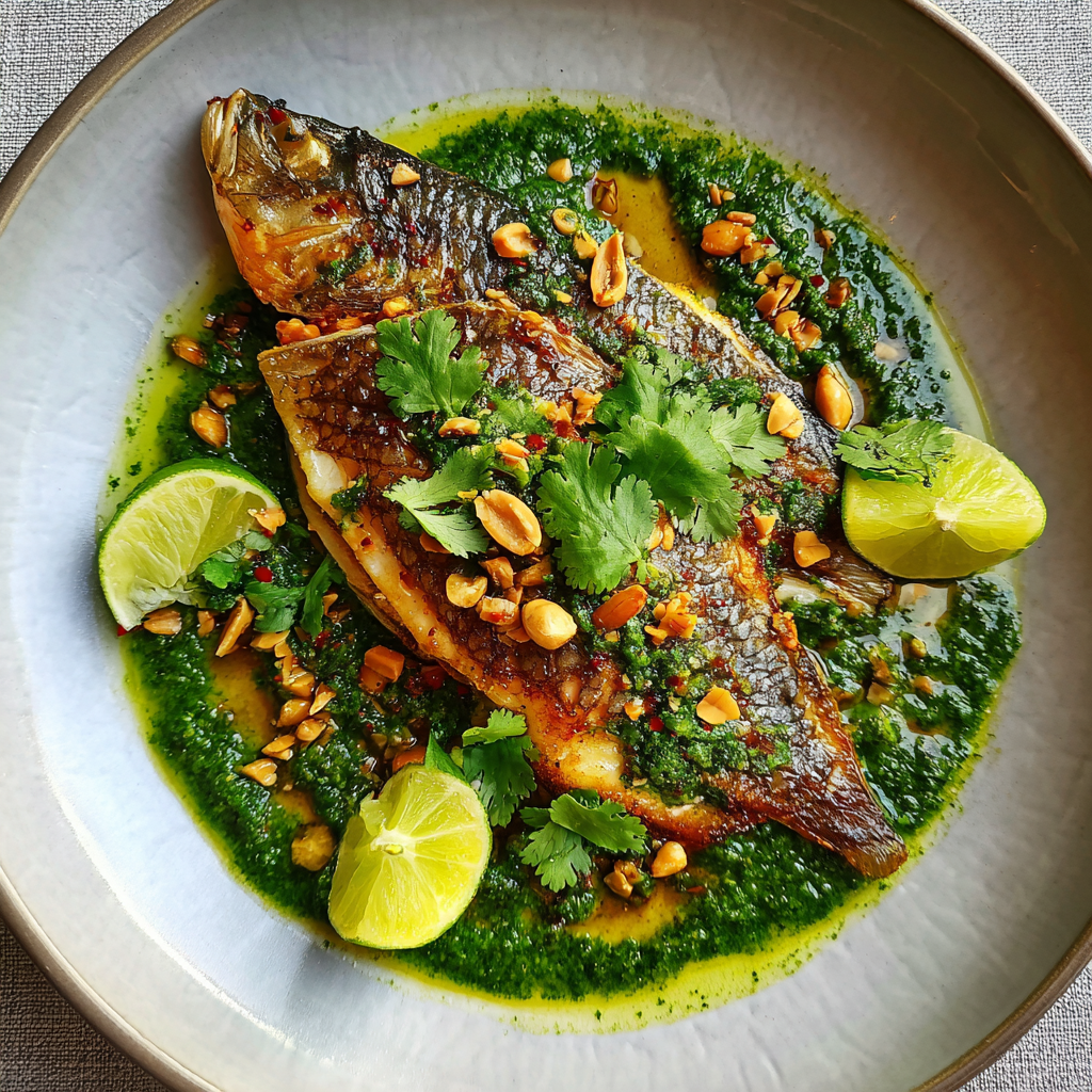 Fisch mit Erdnuss-Pesto
