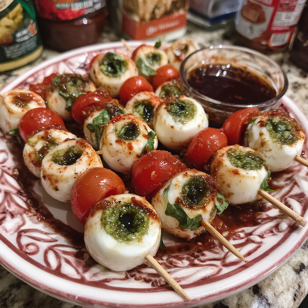 Augapfel-Caprese-Spieße