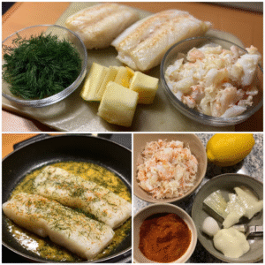 Fischfilet in Krabbensahnesoße