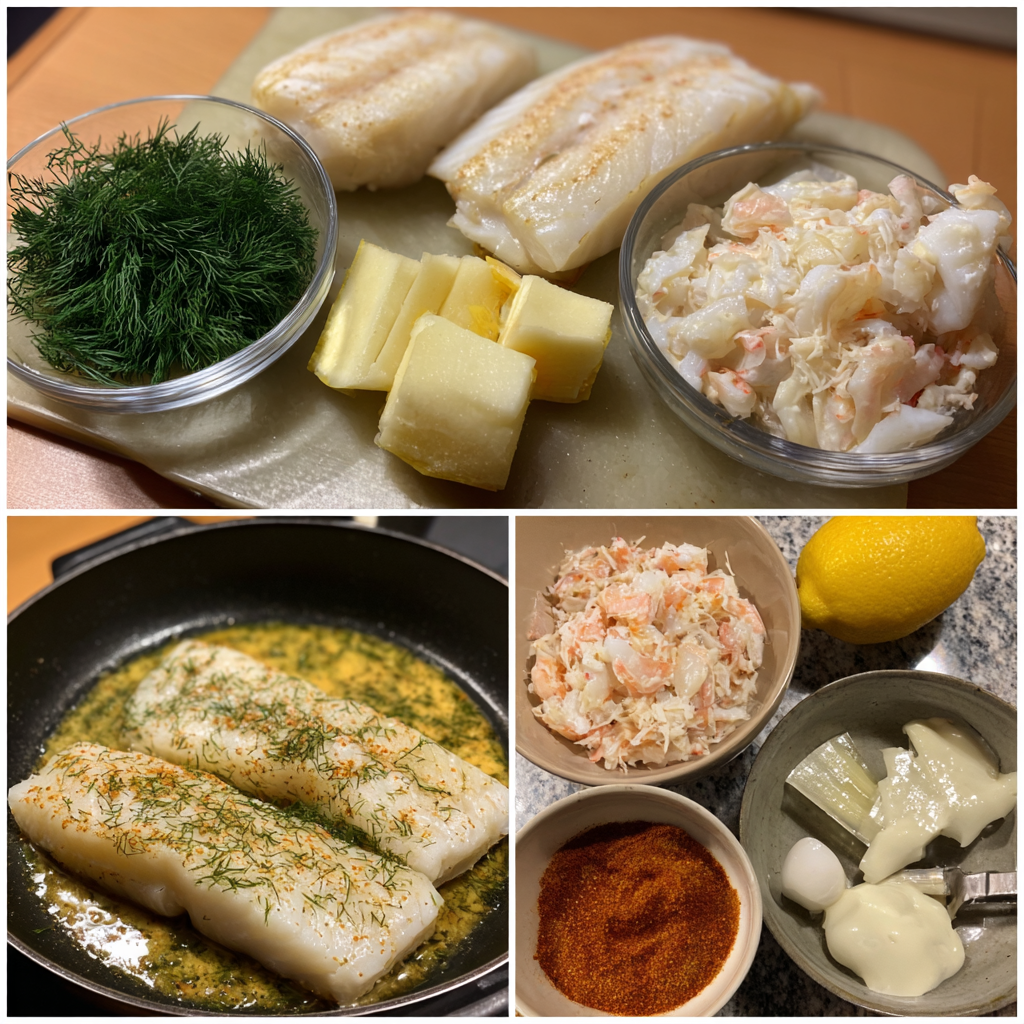 Fischfilet in Krabbensahnesoße