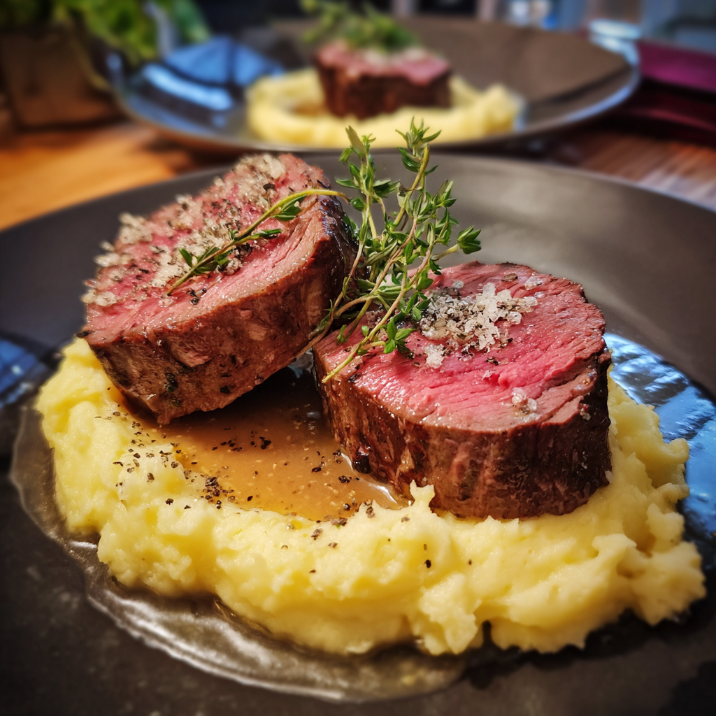 Rinderfilet mit Schwarzem Trüffel und Kartoffelpüree