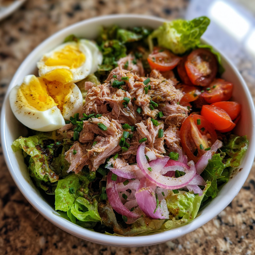 Feldsalat mit Thunfisch und Ei