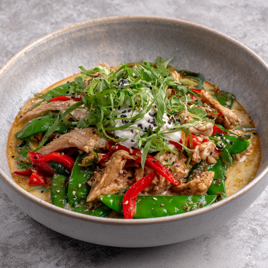 Puten-Zuckererbsen-Ragout