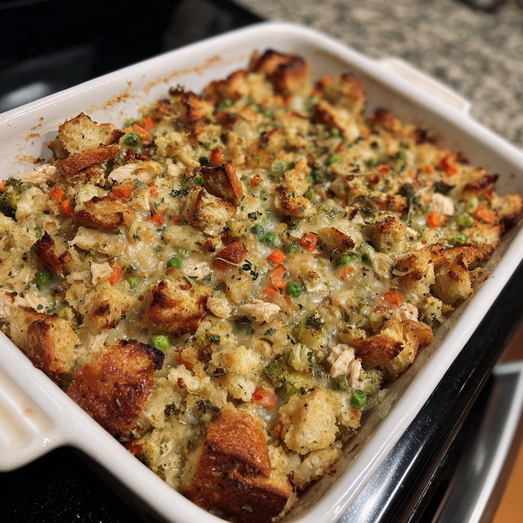 Cremiger Hähnchen-Auflauf mit Füllung