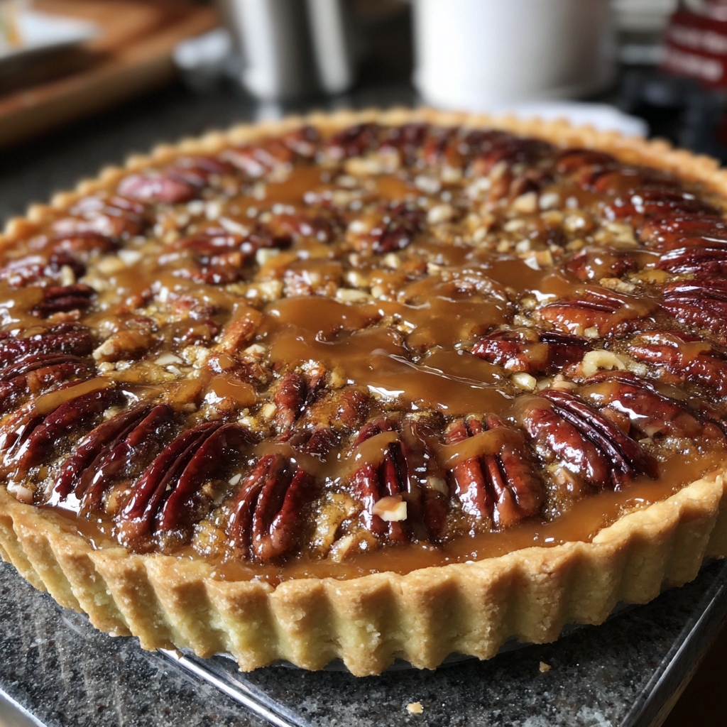 Pekannusstorte mit Bourbon-Karamell-Drizzle