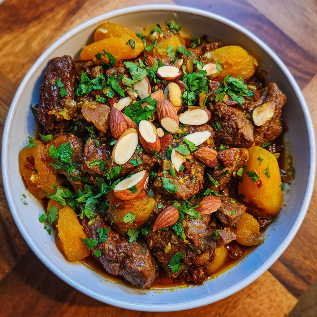 Marokkanisches Lamm-Tajine mit Aprikosen und Mandeln