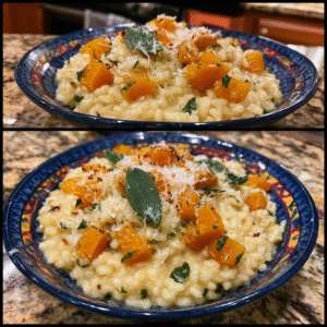 Cremiges Butternusskürbis-Salbei-Risotto