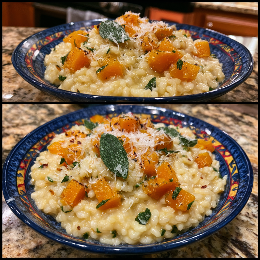 Cremiges Butternusskürbis-Salbei-Risotto