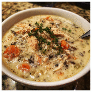 Cremige Truthahn-Wildreis-Suppe