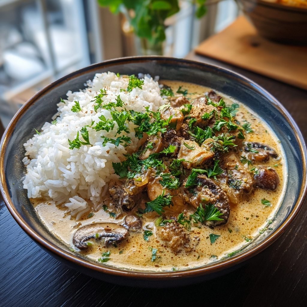Aromatisches Hähnchen-Pilz-Ragout mit Kräutern