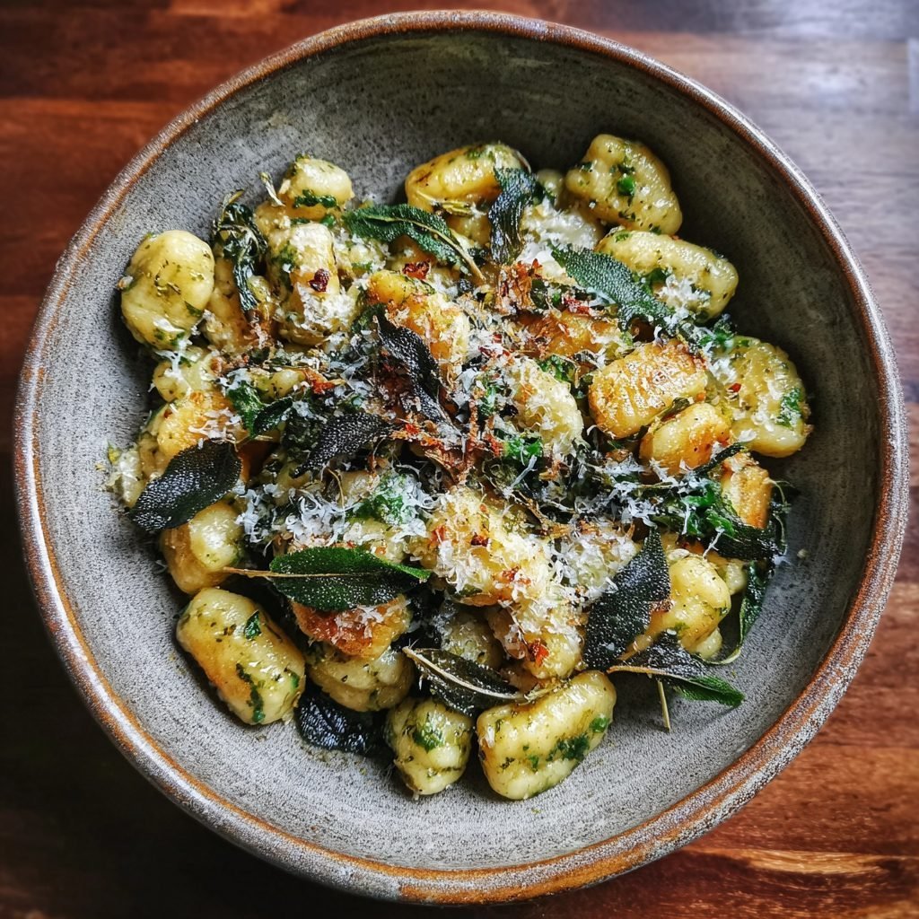 Bärlauch-Gnocchi mit brauner Butter und Salbeiblättern