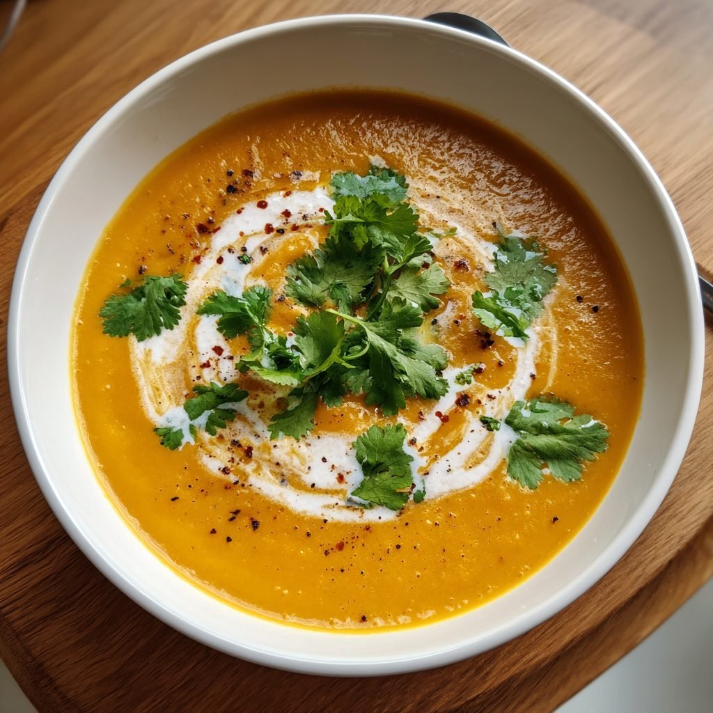 Cremige Karotten-Ingwer-Suppe mit Kokosmilch