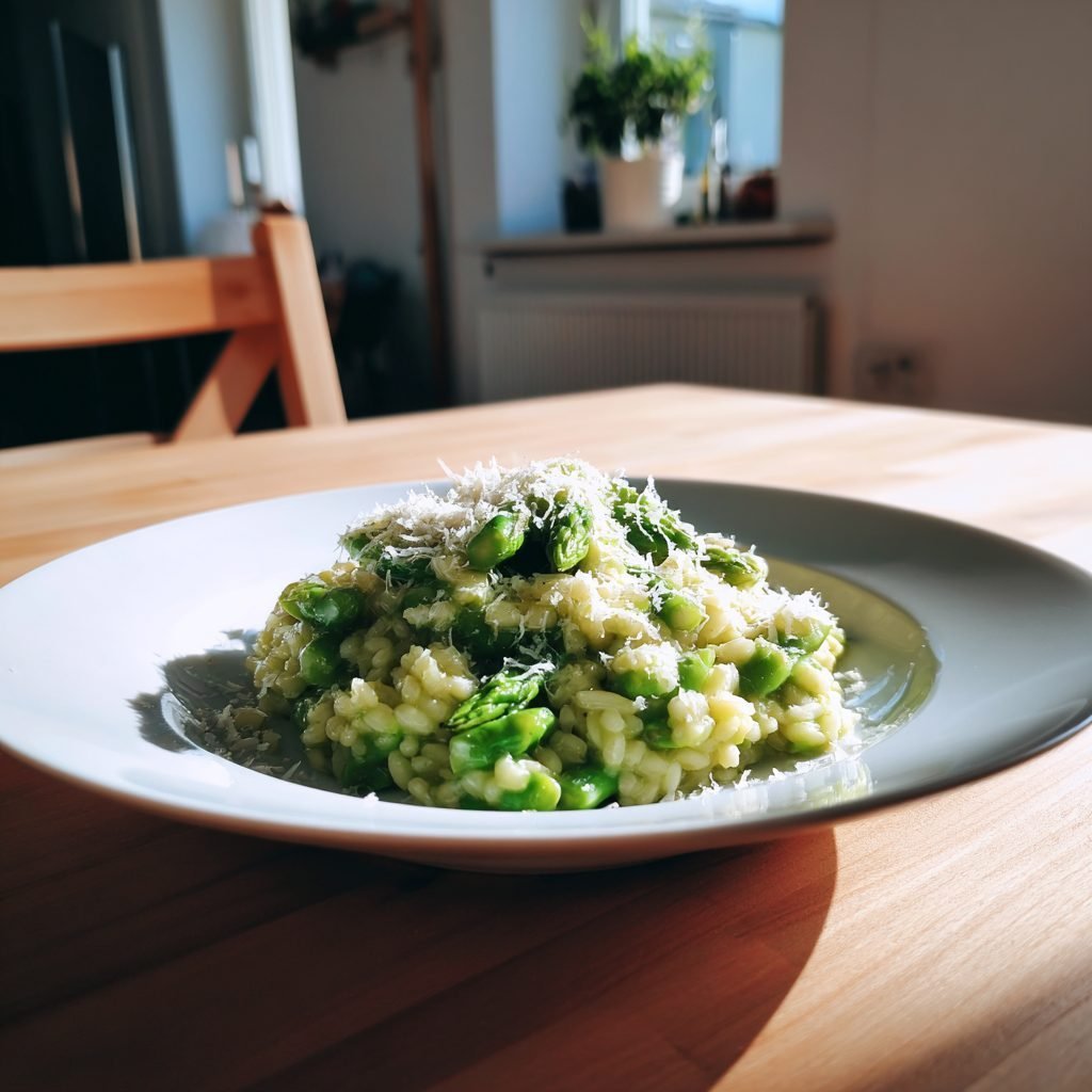 Cremiges Bärlauch-Spargel-Risotto mit Zitrone
