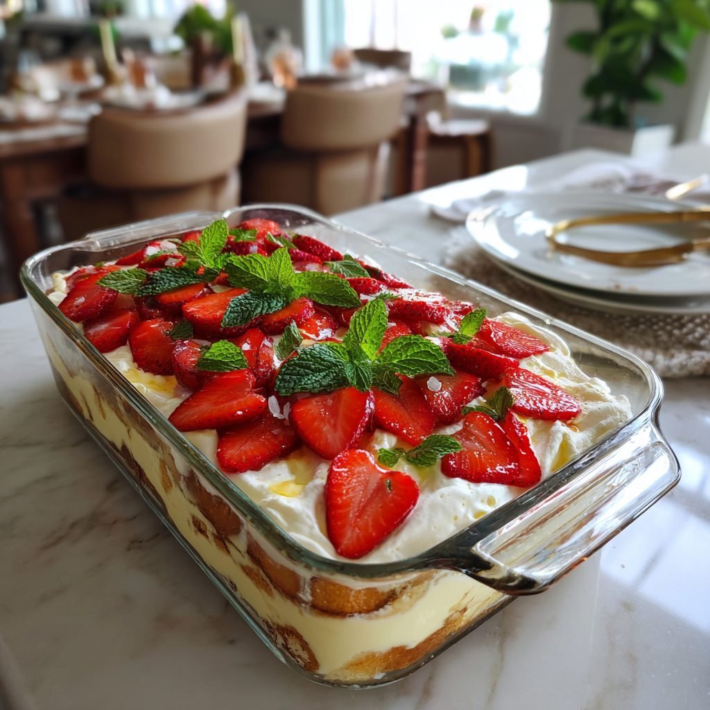 Erdbeer-Holunderblüten-Tiramisu (ohne Alkohol)