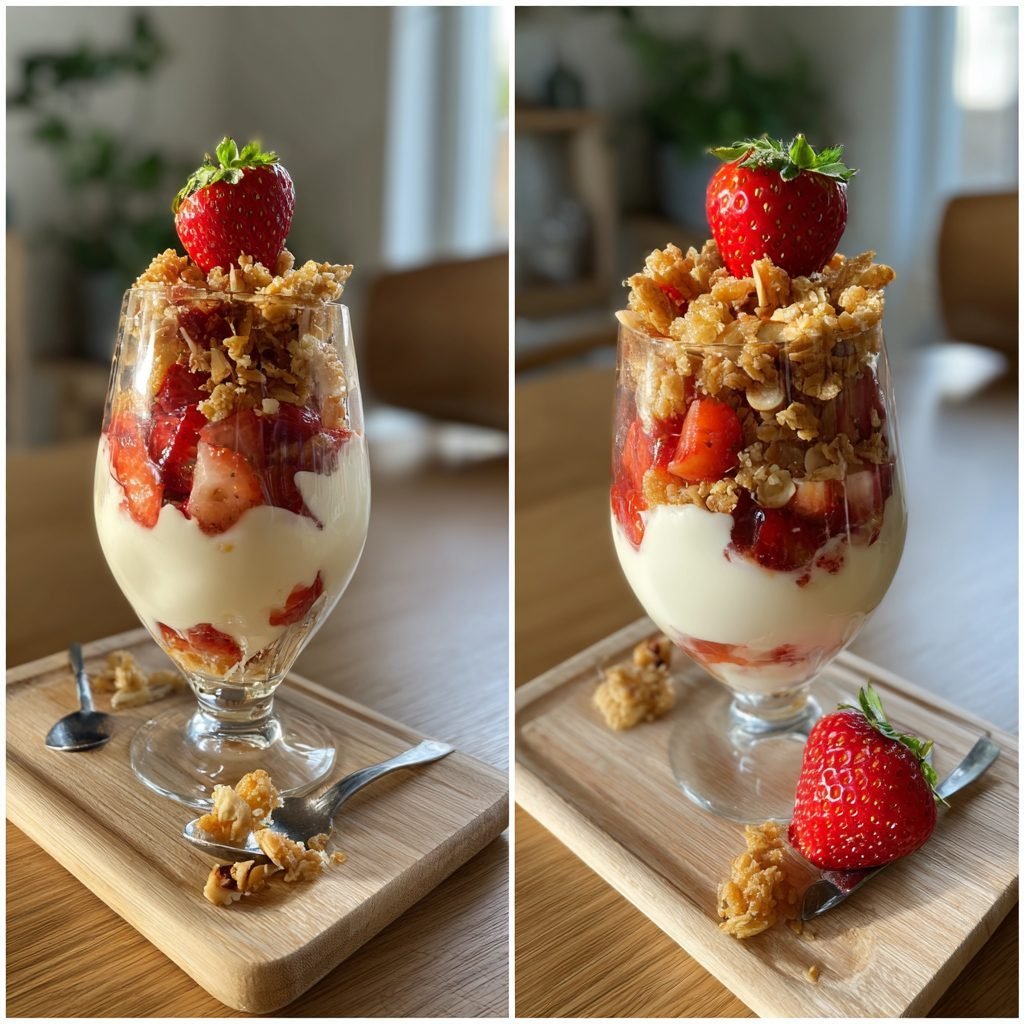 Erdbeer-Mascarpone-Creme mit Mandelkrokant