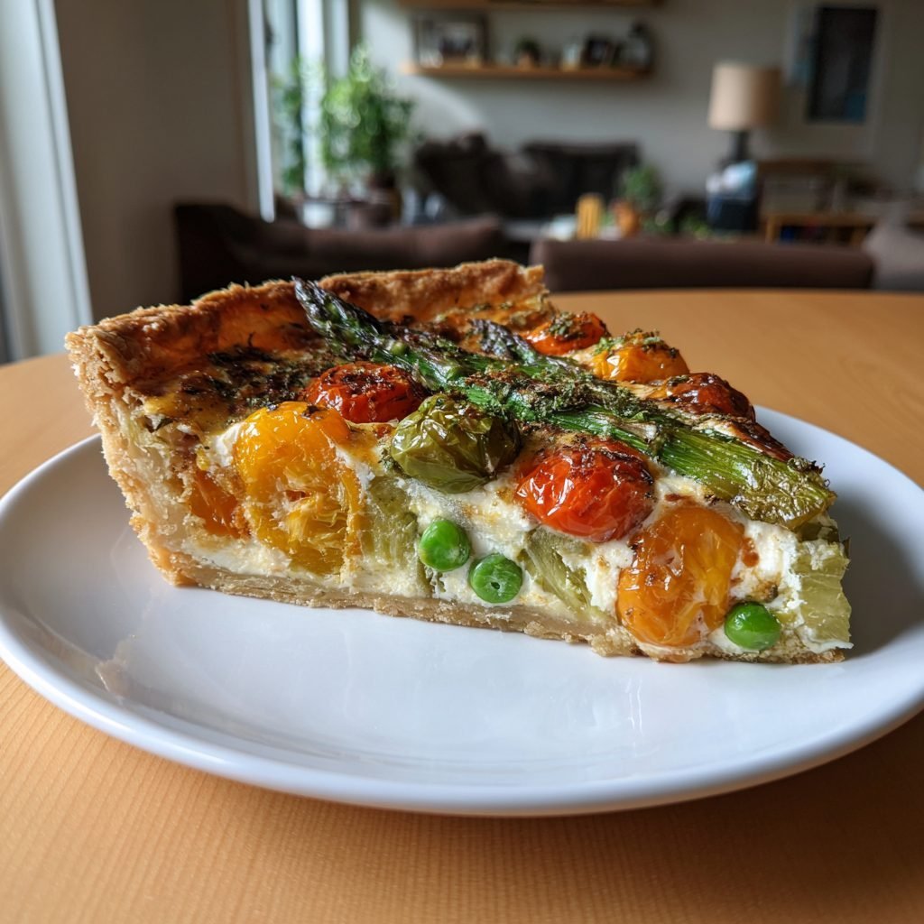 Frühlingsgemüse-Tarte mit Ziegenfrischkäse und Kräutern