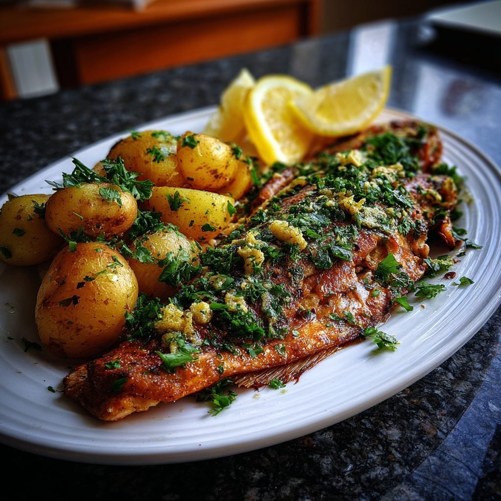 Gebratene Forelle 'Müllerin Art' mit Petersilienkartoffeln