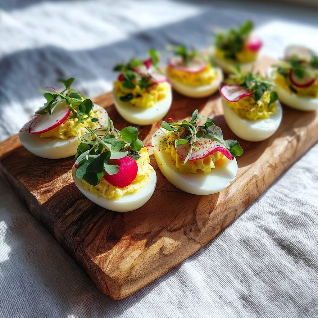 Gefüllte Eier mit Bärlauch und Radieschen