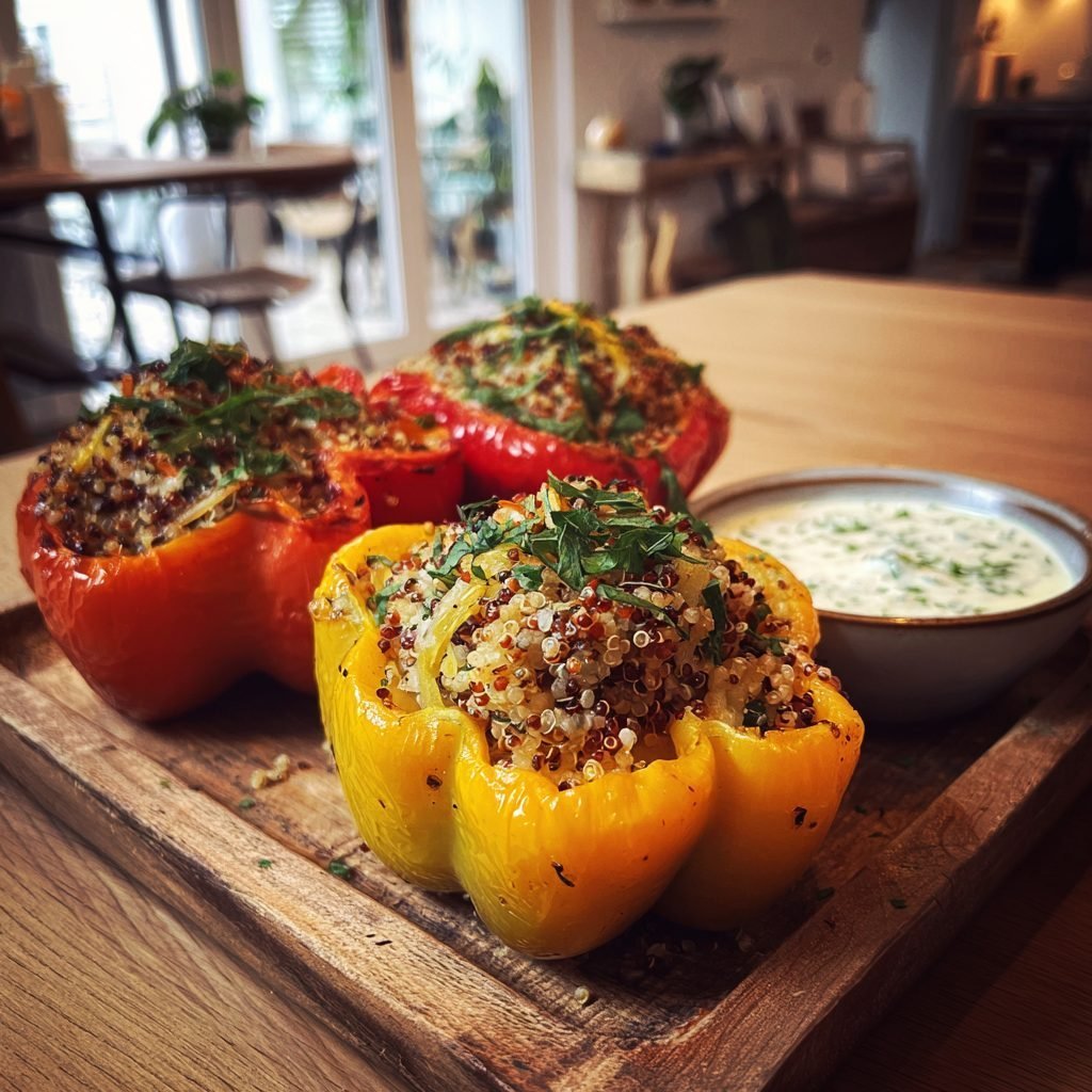 Gefüllte Paprika mit Quinoa und Frühlingsgemüse