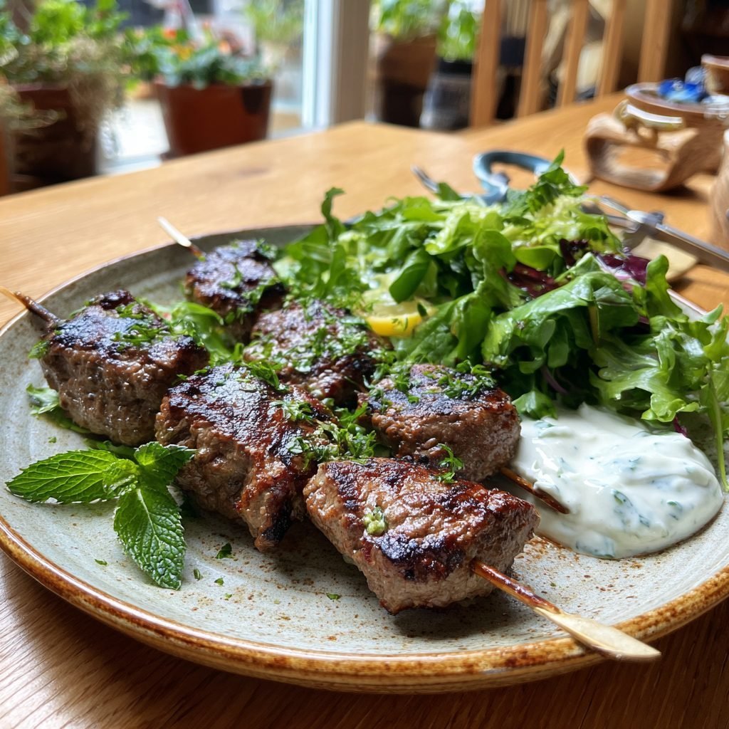 Lamm-Köfte mit Minz-Joghurt und Frühlingssalat