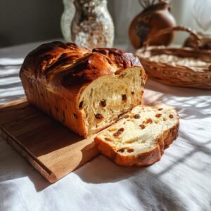 Oster-Hefezopf mit Rosinen und Mandelblättchen